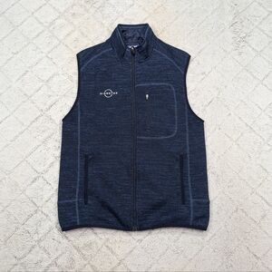Johnnie O Vest Jacket Mens M Blue Twilight Coastal Fleece Full Zip Lined Logo